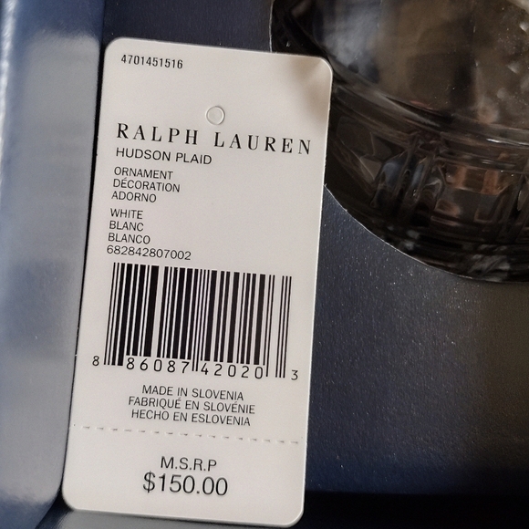 Ralph Lauren Hudson Clear Crystal Ornament with Red Ribbon - Picture 5 of 5